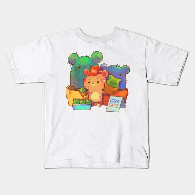 Bear Cactus Plant Shop Kids T-Shirt by vooolatility